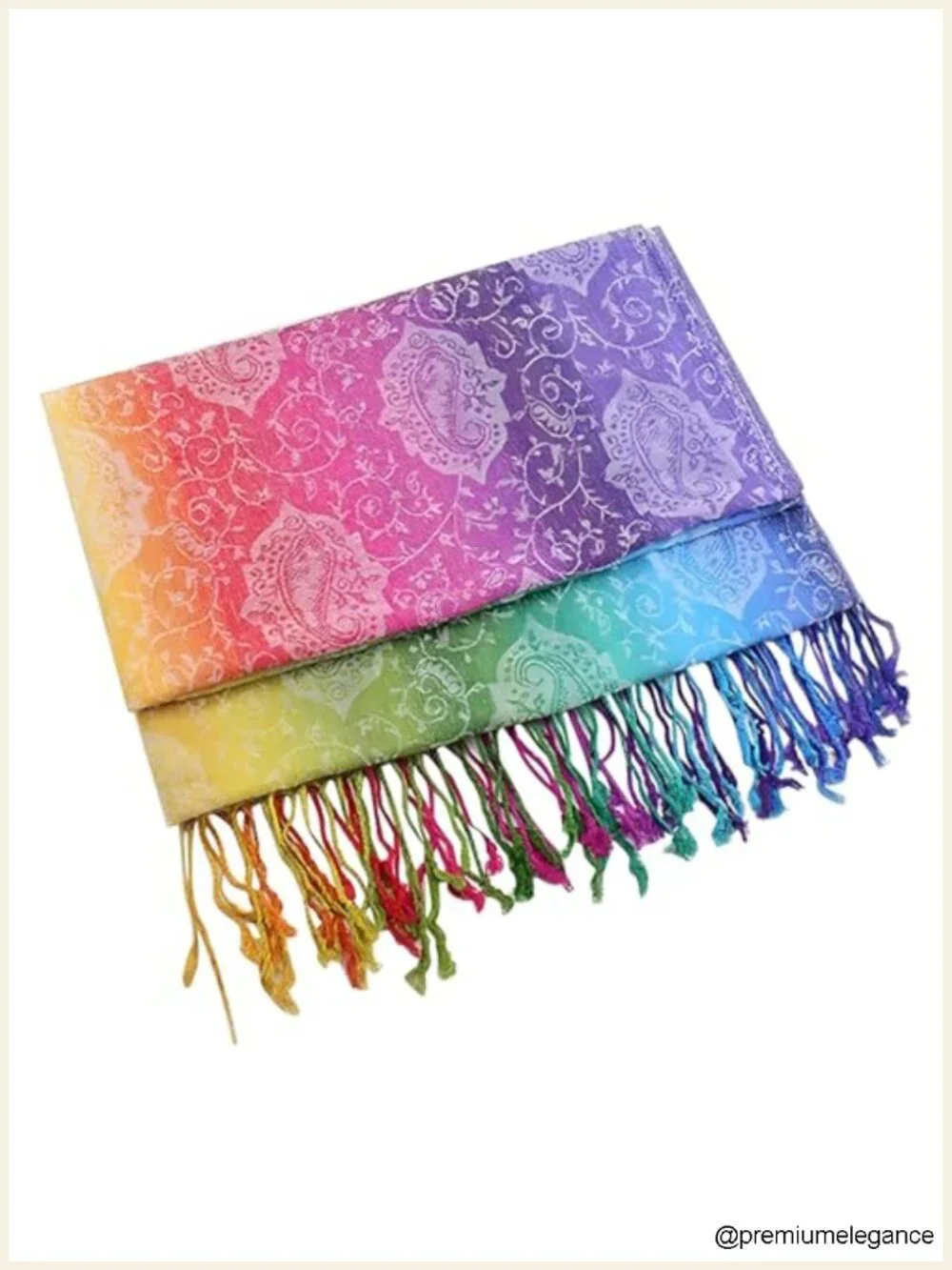 Silk Scarf Luxury Satin Shawl Wrap Fringed Floral